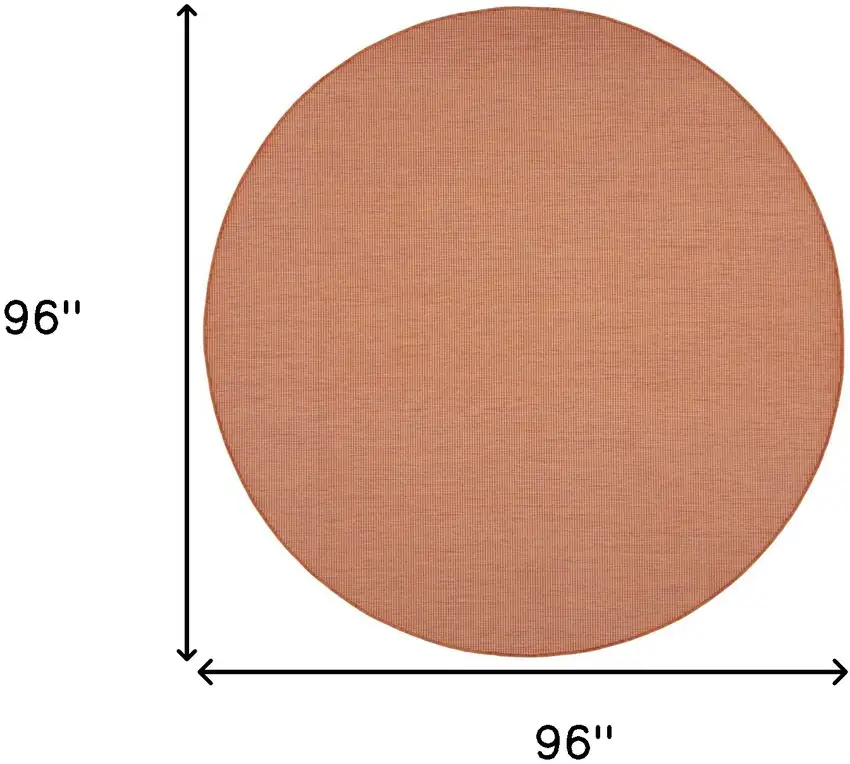 8' Rust Round Power Loom Area Rug Photo 2