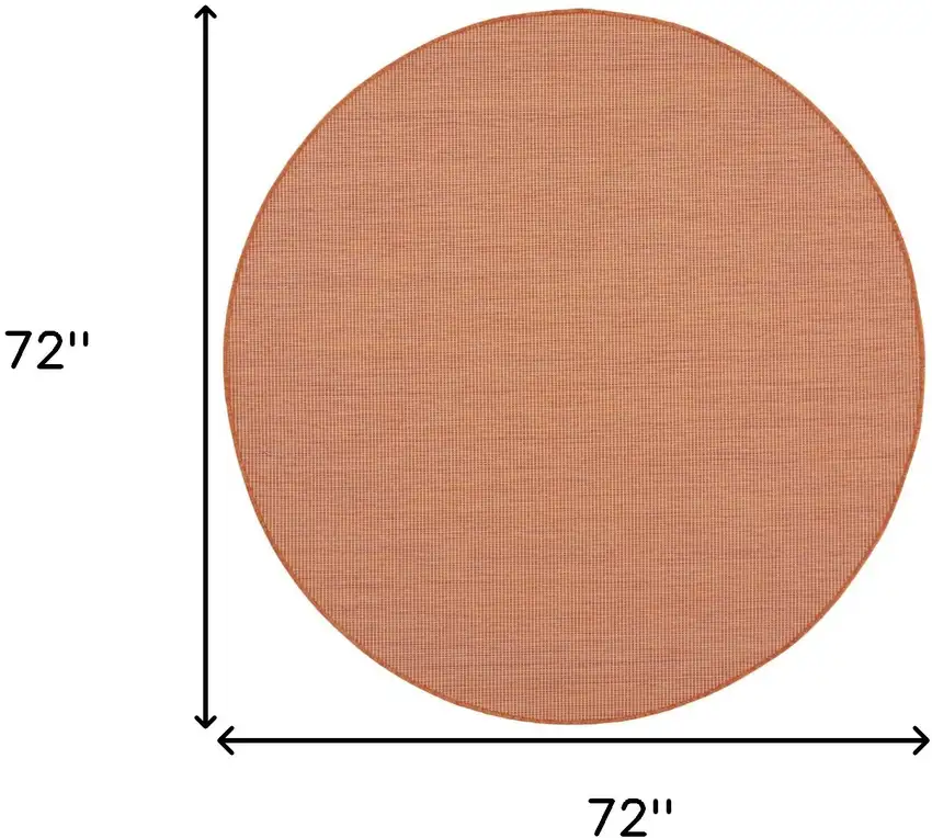 6' Rust Round Power Loom Area Rug Photo 9