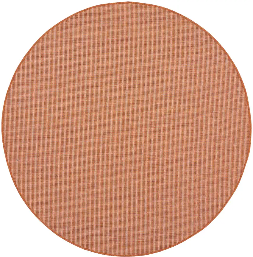 6' Rust Round Power Loom Area Rug Photo 1
