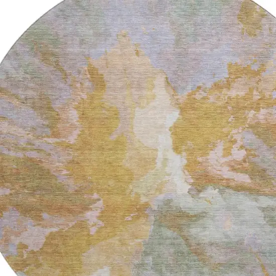 8' Rust Wheat And Lavender Abstract Washable Round Rug With UV Protection Photo 2