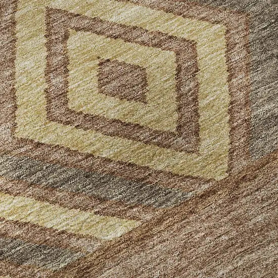 8' Rust Wheat And Taupe Southwestern Washable Round Rug With UV Protection Photo 8