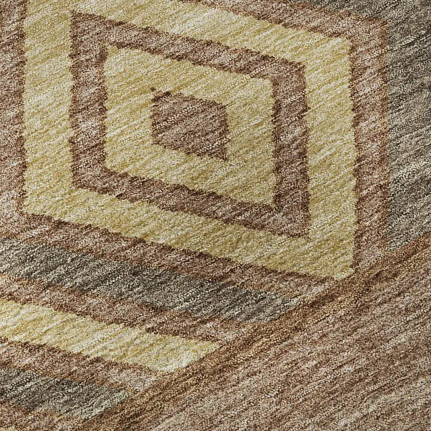 8' Rust Wheat And Taupe Southwestern Washable Round Rug With UV Protection Photo 8