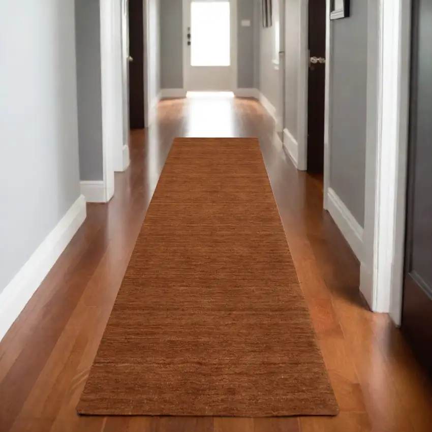 8' Rust Wool Hand Tufted Runner Rug Photo 1