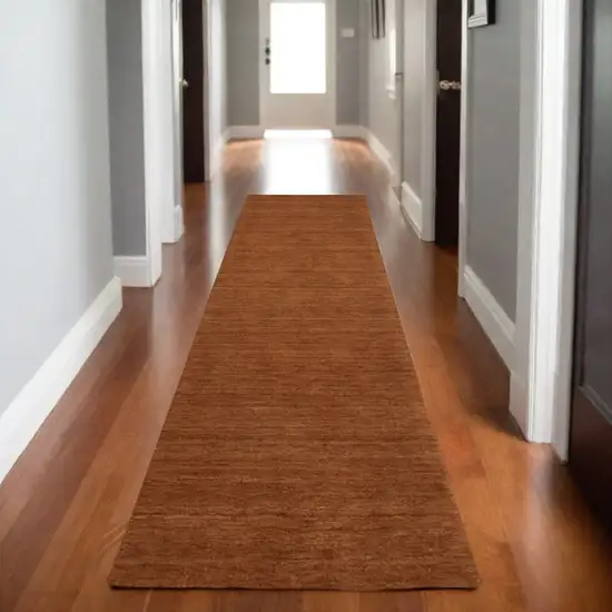 8' Rust Wool Hand Tufted Runner Rug Photo 1