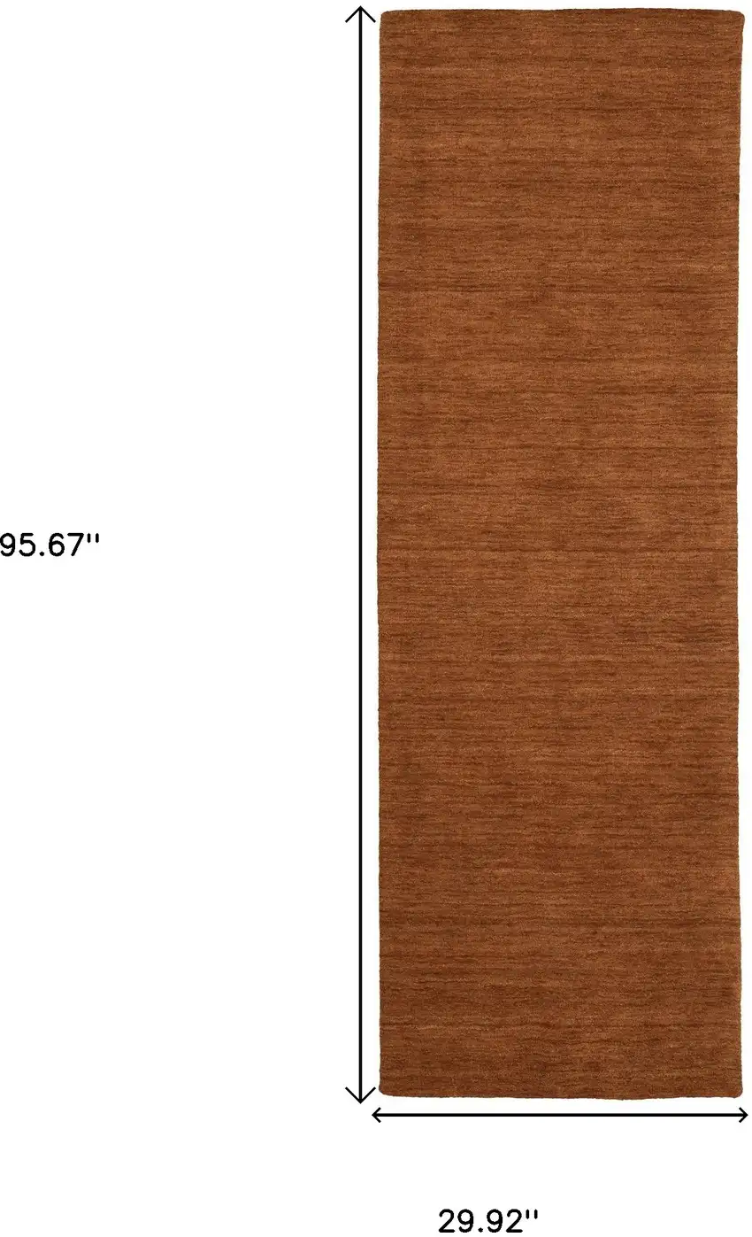 8' Rust Wool Hand Tufted Runner Rug Photo 3
