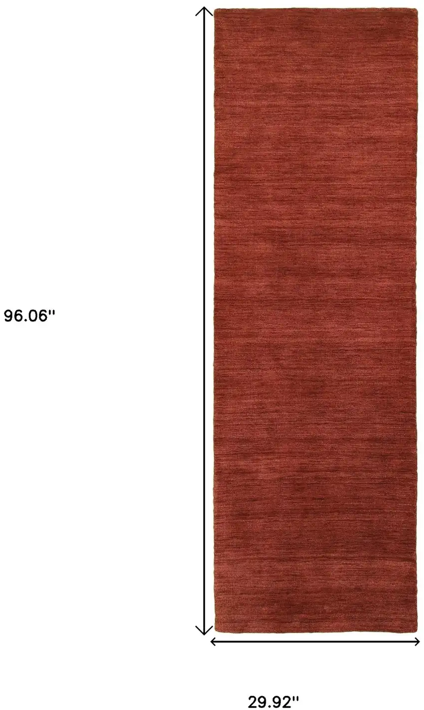 8' Rust Wool Hand Tufted Runner Rug Photo 3