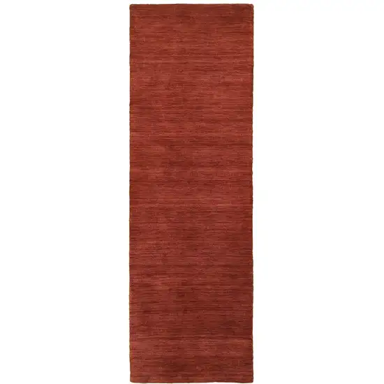 8' Rust Wool Hand Tufted Runner Rug Photo 2