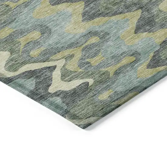 8' Sage And Artichoke Green Round Abstract Washable Indoor Outdoor Area Rug Photo 3