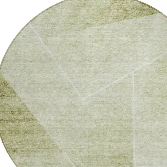 8' Sage And Artichoke Green Round Abstract Washable Indoor Outdoor Area Rug Photo 4