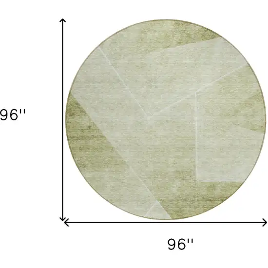 8' Sage And Artichoke Green Round Abstract Washable Indoor Outdoor Area Rug Photo 3