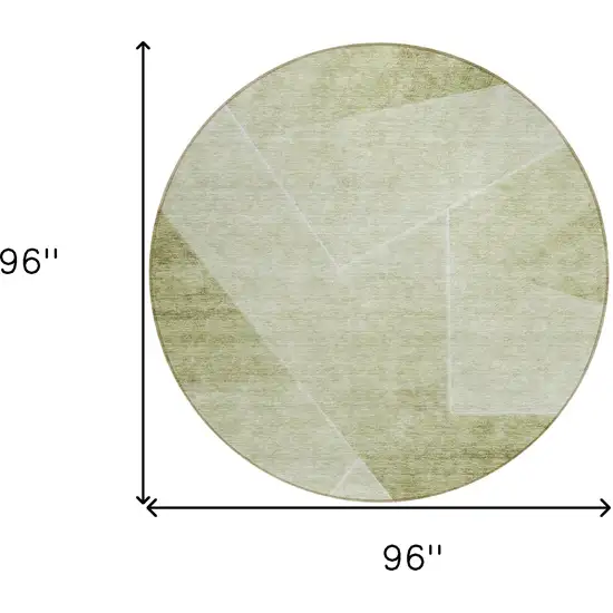 8' Sage And Artichoke Green Round Abstract Washable Indoor Outdoor Area Rug Photo 3