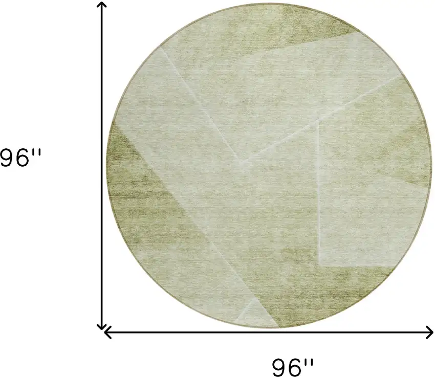 8' Sage And Artichoke Green Round Abstract Washable Indoor Outdoor Area Rug Photo 3