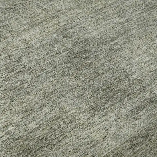 8' Sage And Beige Abstract Washable Round Rug With UV Protection Photo 8