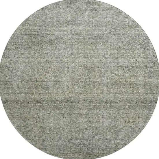 8' Sage And Beige Abstract Washable Round Rug With UV Protection Photo 3