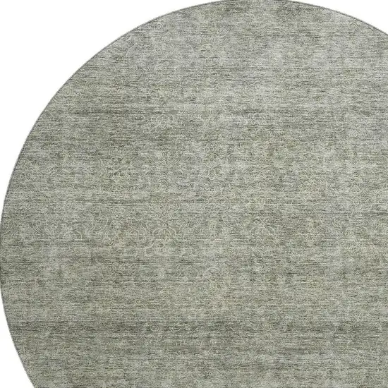 8' Sage And Beige Abstract Washable Round Rug With UV Protection Photo 2