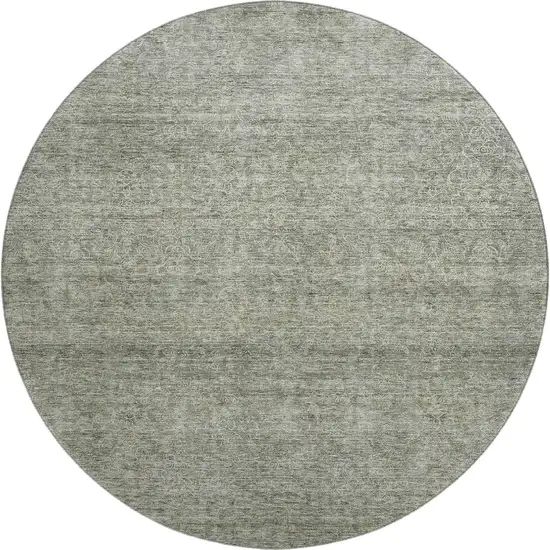 8' Sage And Beige Abstract Washable Round Rug With UV Protection Photo 1