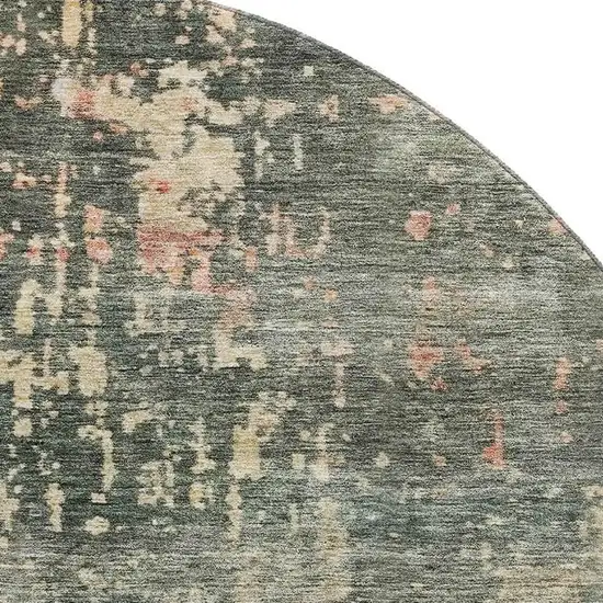 8' Sage And Beige Abstract Washable Round Rug With UV Protection Photo 2