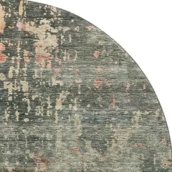 8' Sage And Beige Abstract Washable Round Rug With UV Protection Photo 3