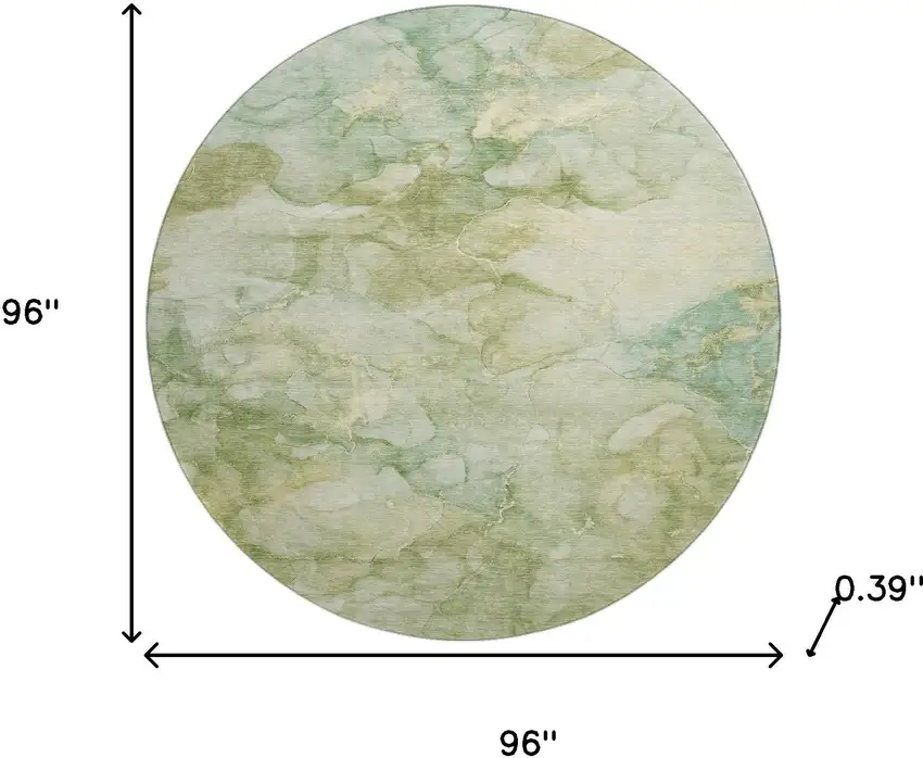 8' Sage And Beige Abstract Washable Round Rug With UV Protection Photo 8