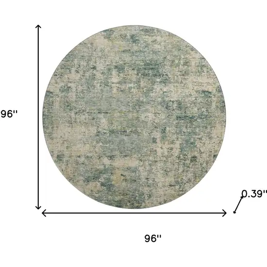 8' Sage And Beige Abstract Washable Round Rug With UV Protection Photo 8