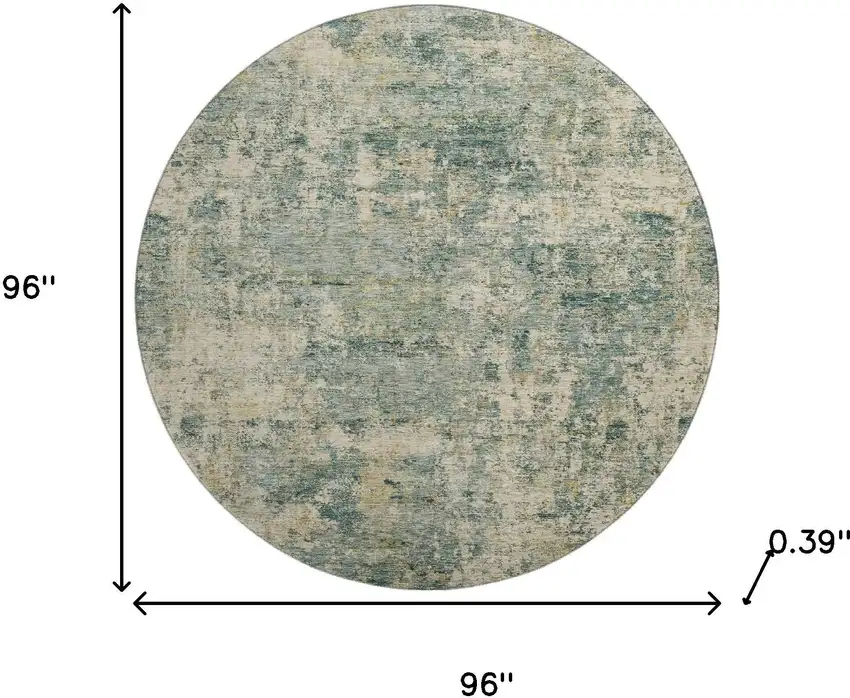 8' Sage And Beige Abstract Washable Round Rug With UV Protection Photo 8