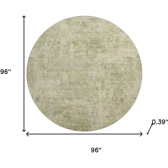 8' Sage And Beige Abstract Washable Round Rug With UV Protection Photo 8