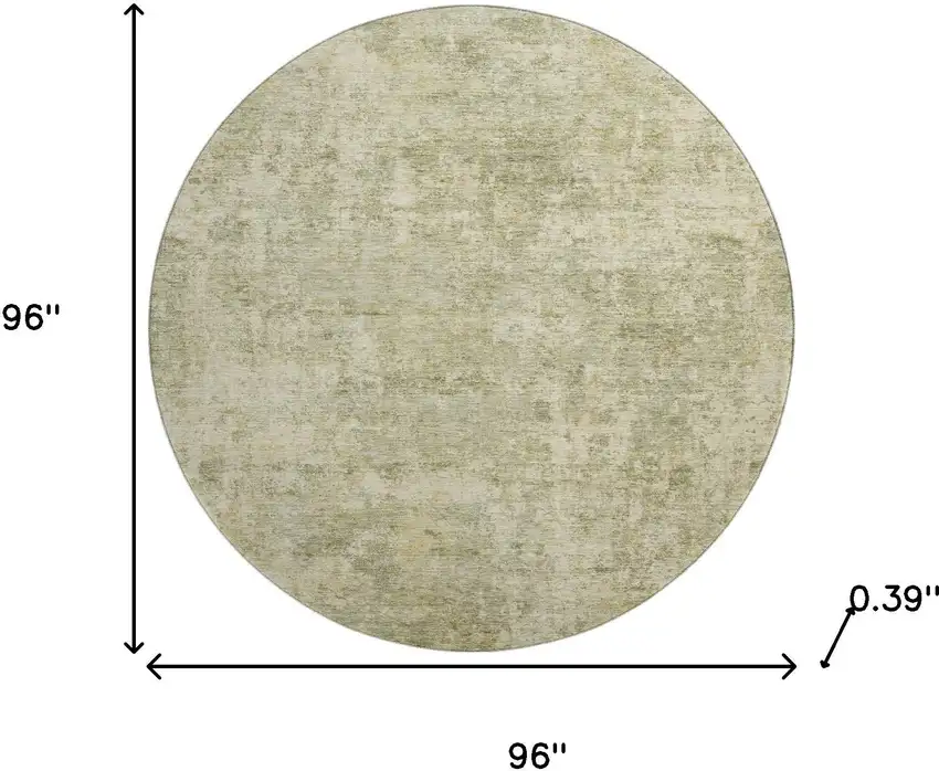 8' Sage And Beige Abstract Washable Round Rug With UV Protection Photo 8