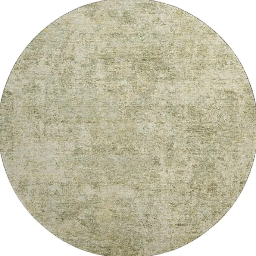 8' Sage And Beige Abstract Washable Round Rug With UV Protection Photo 4