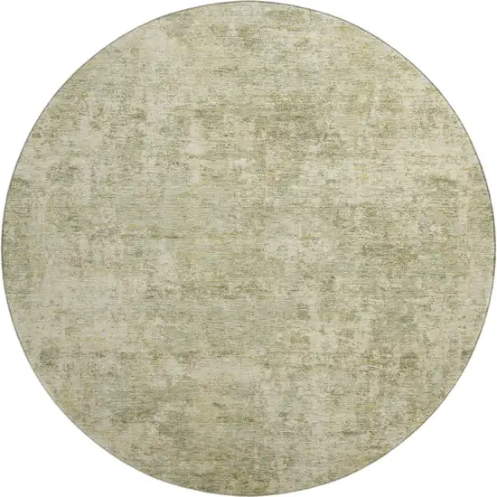 8' Sage And Beige Abstract Washable Round Rug With UV Protection Photo 1