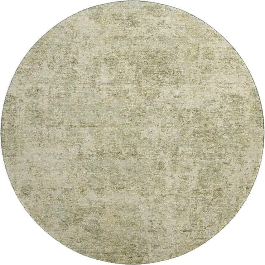 8' Sage And Beige Abstract Washable Round Rug With UV Protection Photo 1
