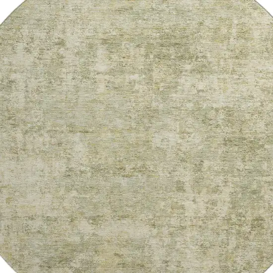 8' Sage And Beige Abstract Washable Round Rug With UV Protection Photo 3