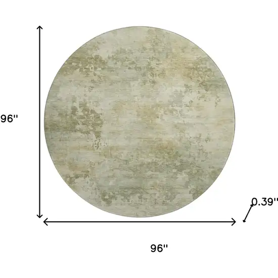 8' Sage And Beige Abstract Washable Round Rug With UV Protection Photo 8