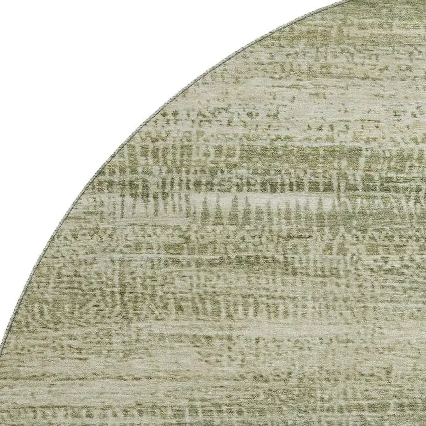 8' Sage And Beige Abstract Washable Round Rug With UV Protection Photo 3