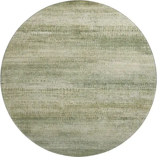 8' Sage And Beige Abstract Washable Round Rug With UV Protection Photo 1