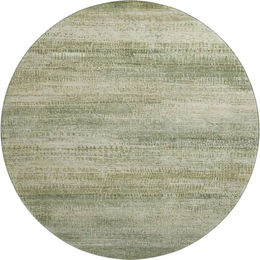 8' Sage And Beige Abstract Washable Round Rug With UV Protection Photo 1