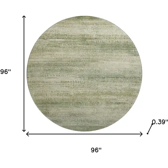 8' Sage And Beige Abstract Washable Round Rug With UV Protection Photo 8