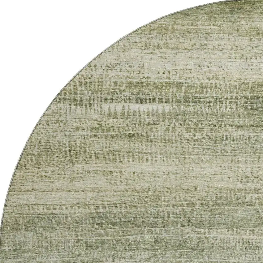 8' Sage And Beige Abstract Washable Round Rug With UV Protection Photo 4