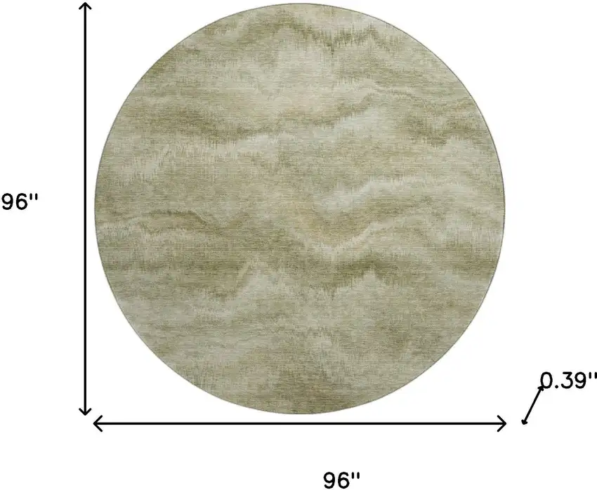 8' Sage And Beige Abstract Washable Round Rug With UV Protection Photo 8