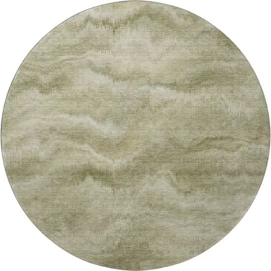 8' Sage And Beige Abstract Washable Round Rug With UV Protection Photo 4