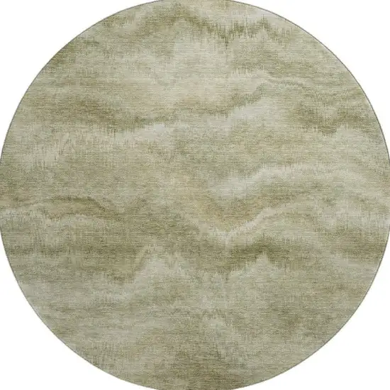 8' Sage And Beige Abstract Washable Round Rug With UV Protection Photo 3