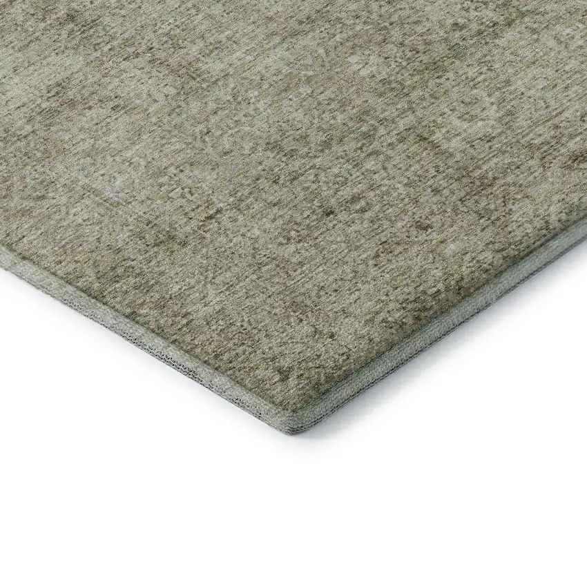 8' Sage And Beige Abstract Washable Round Rug With UV Protection Photo 6