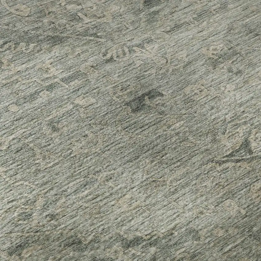 8' Sage And Beige Medallion Washable Round Rug With UV Protection Photo 7