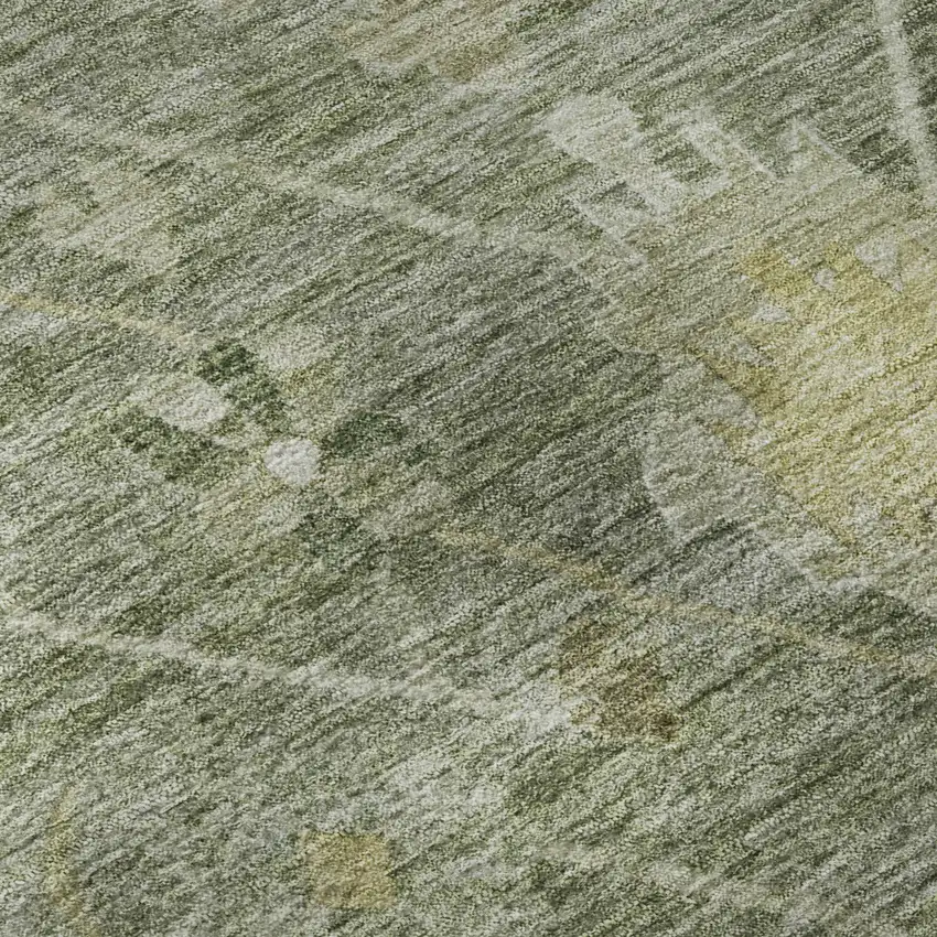 8' Sage And Beige Oriental Washable Round Rug With UV Protection Photo 7