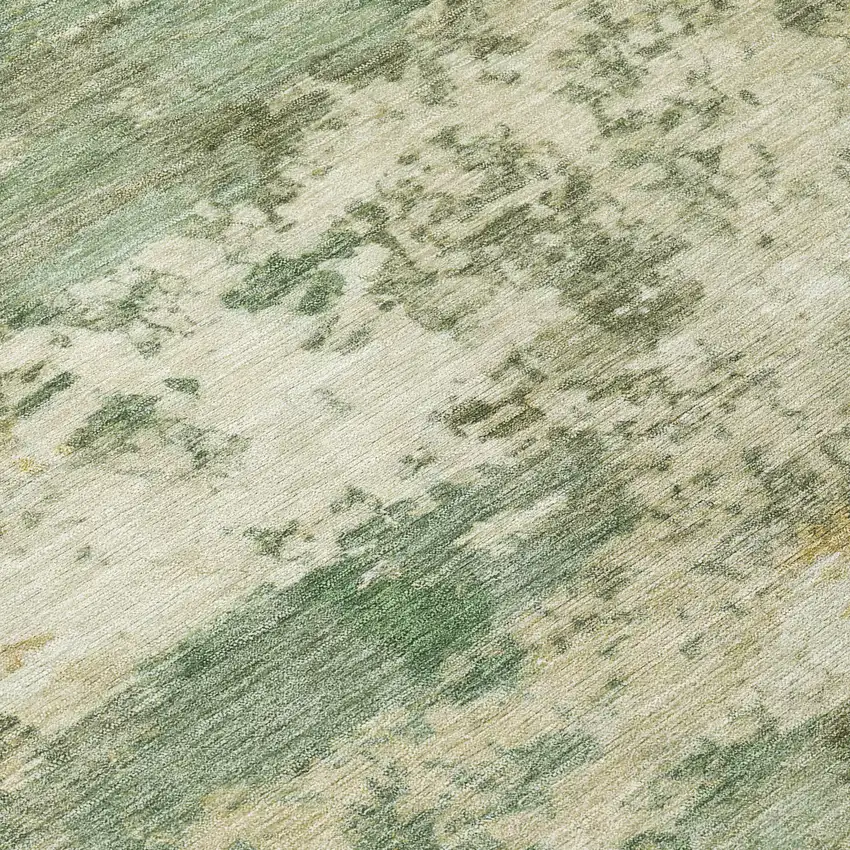 8' Sage And Beige Round Abstract Washable Indoor Outdoor Area Rug Photo 9