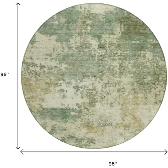 8' Sage And Beige Round Abstract Washable Indoor Outdoor Area Rug Photo 7