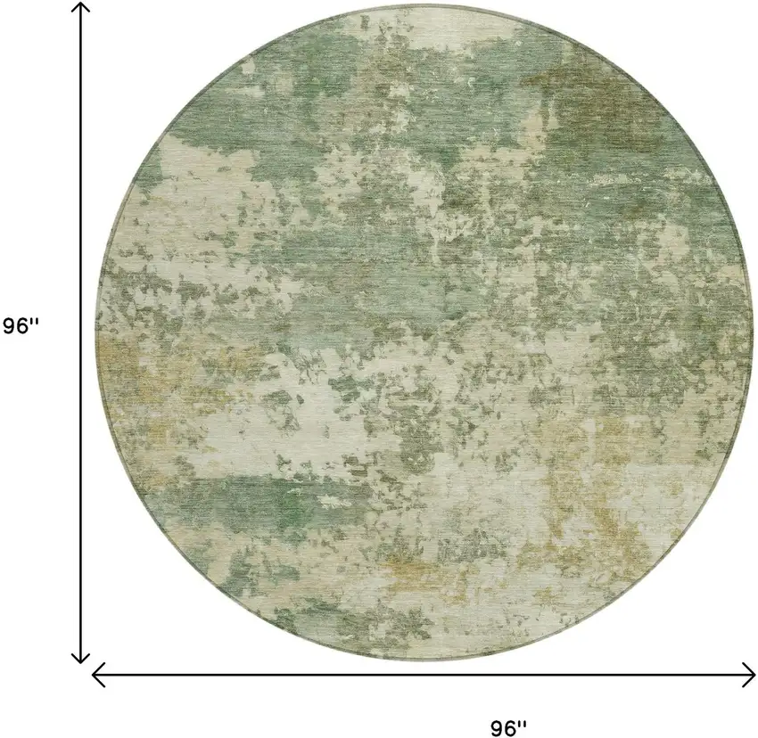 8' Sage And Beige Round Abstract Washable Indoor Outdoor Area Rug Photo 7