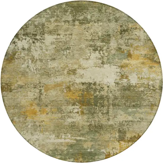 8' Sage And Beige Round Abstract Washable Indoor Outdoor Area Rug Photo 1