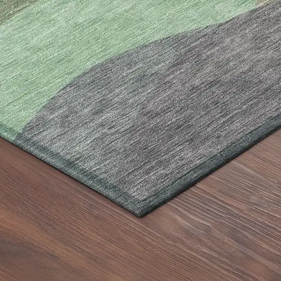 8' Sage And Beige Round Abstract Washable Indoor Outdoor Area Rug Photo 8