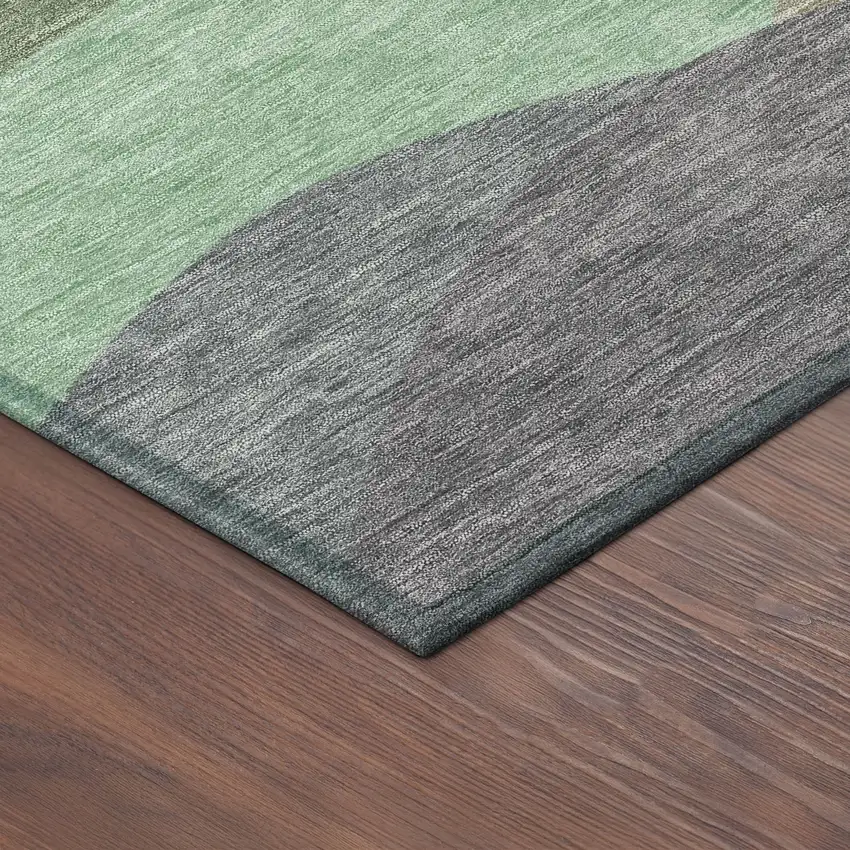 8' Sage And Beige Round Abstract Washable Indoor Outdoor Area Rug Photo 8