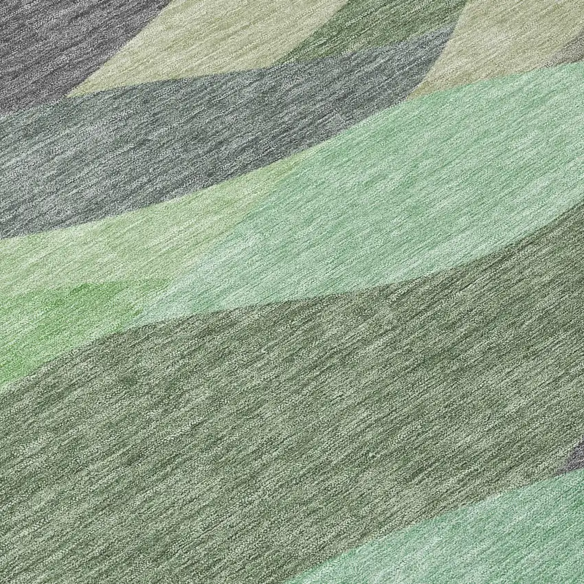 8' Sage And Beige Round Abstract Washable Indoor Outdoor Area Rug Photo 9